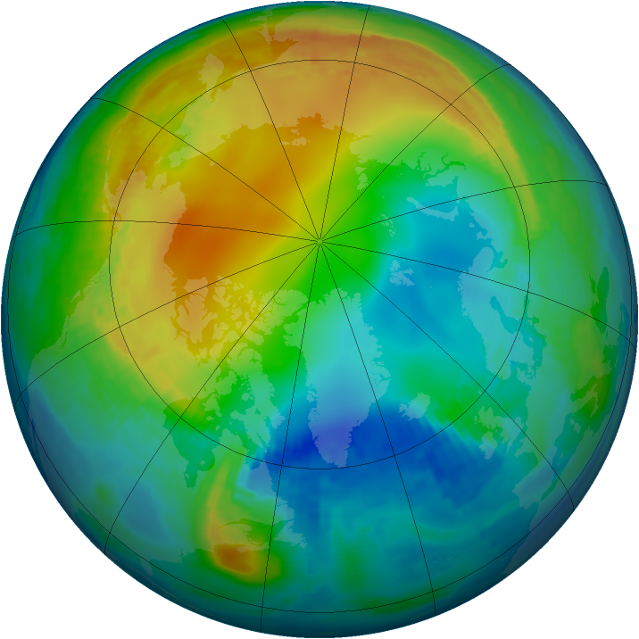 Arctic ozone map for 22 November 1987